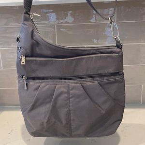 Travelon Black Anti-Theft Signature RFID Crossbody Nylon Organizer Bag Purse